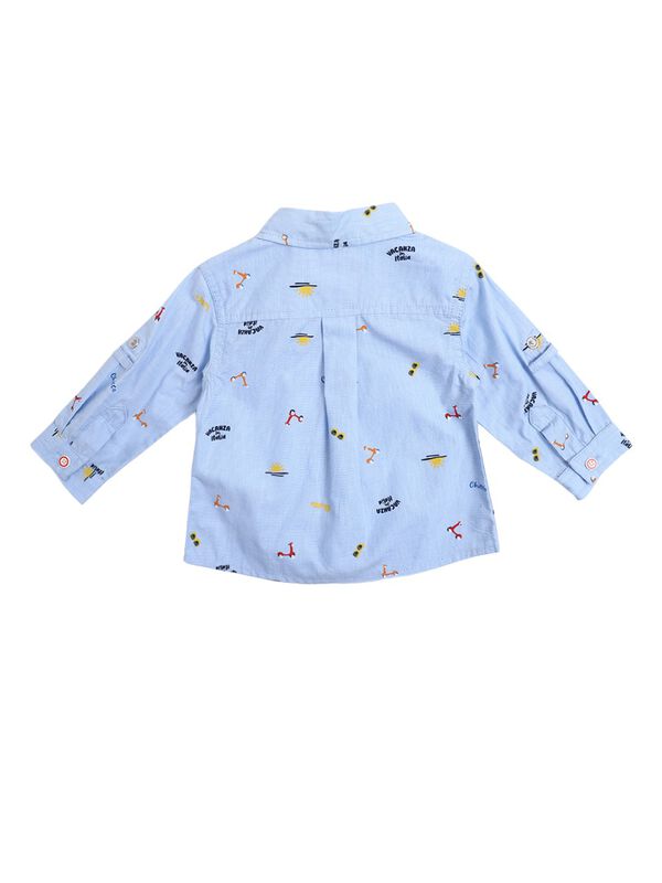 Boys Medium Light Blue Long Sleeve Woven Shirt image number 1